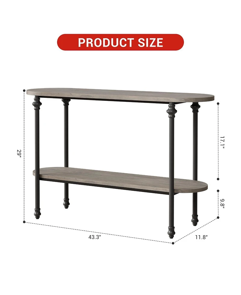gaomon Narrow Entryway Table, 2 Tier Industrial Console Table with Storage Shelf, Thin Behind Couch Table, Farmhouse Skinny Sofa Table for Hallway, En