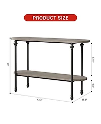 gaomon Narrow Entryway Table, 2 Tier Industrial Console Table with Storage Shelf, Thin Behind Couch Table, Farmhouse Skinny Sofa Table for Hallway, En