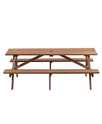 Slickblue 8-Person Wooden Picnic Table for Comfortable and Stylish Outdoor Gatherings