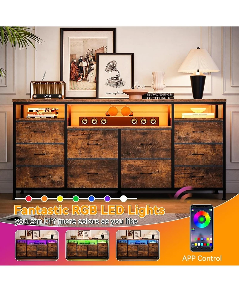 gaomon 63.3 Inch Black Dresser for Bedroom