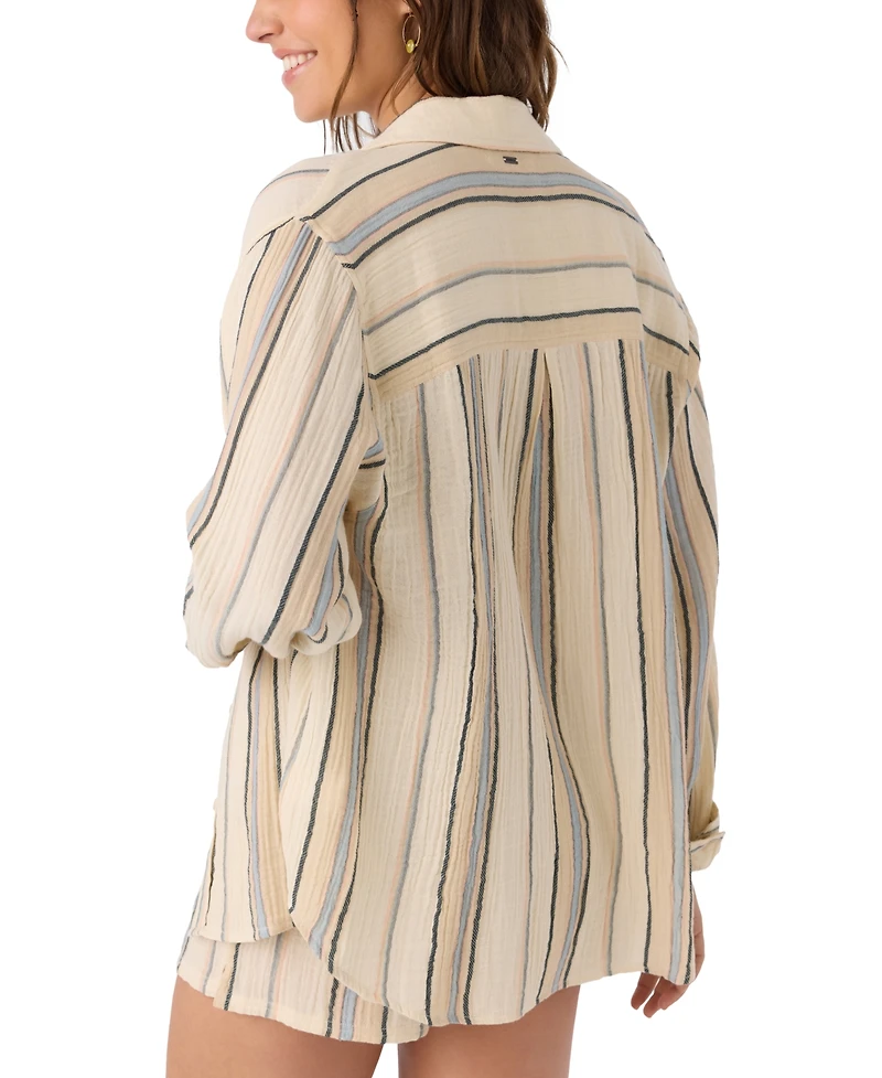 O'Neill Juniors' Leni Striped Relaxed Shirt