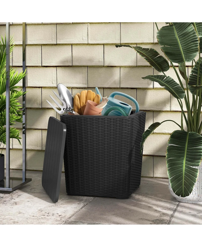 11.5 Gallon Water-proof Deck Box with Removable Lid Storage Container Side Table