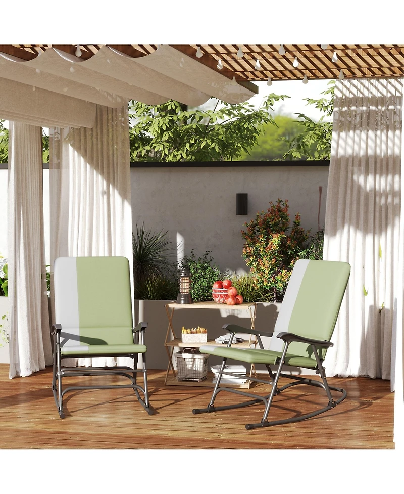 Outsunny Outdoor Rocking Chairs Set of 2, Folding Outdoor Rocker Set,
