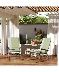 Outsunny Outdoor Rocking Chairs Set of 2, Folding Outdoor Rocker Set,