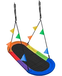 Sorbus Saucer Surf Swing - Surf's Up Playground Fun with Flags - Portable, Sturdy, Holds 330lbs!