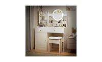 Slickblue Fashion Vanity Desk with Mirror and Lights for Stylish Bedroom and Makeup Station
