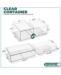 Sorbus 3 Piece Clear Acrylic Drawer Organizers - Makeup Case Pull-Out Drawers (4.4 Tall and 12.1 Wide)