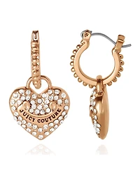 Juicy Couture Gold-Tone Heart Charm Hoop Earrings with Crystal Accents