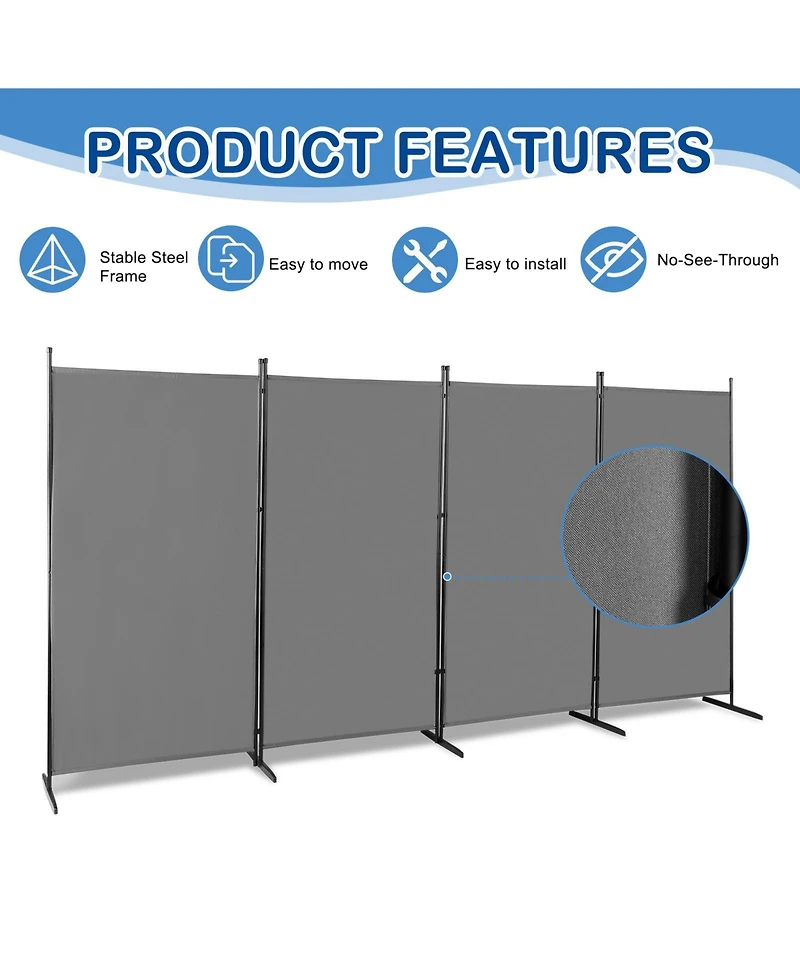 Slickblue Carbon Steel Frame Foldable Screen for Privacy and Versatile Room Partition