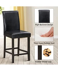 Gymax Set of 2 Bar Stools 25inch Counter Height Barstool Pub Chair w/Rubber Wood Legs