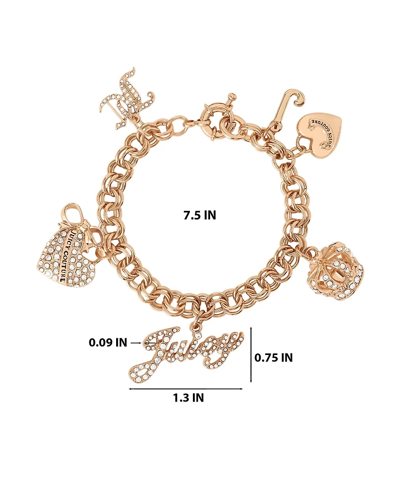 Juicy Couture Gold-Tone Charm Bracelet with Pave Accents