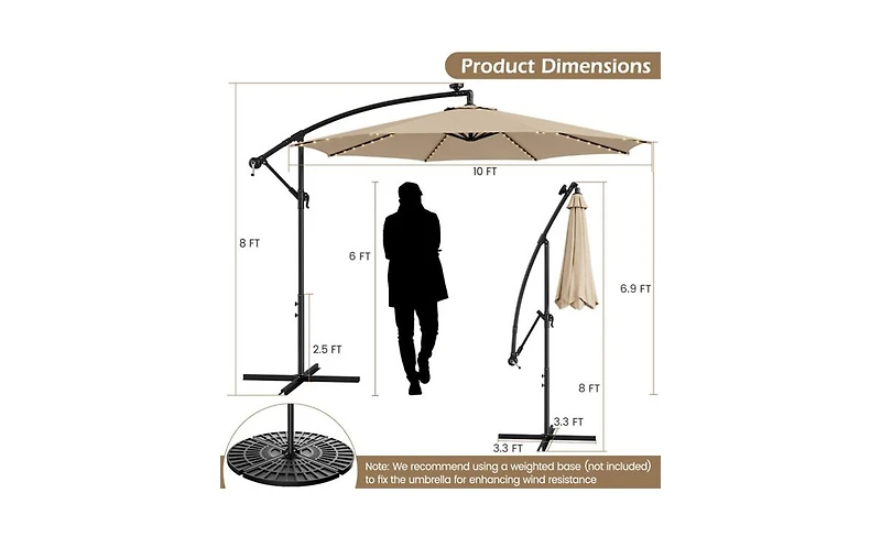 Slickblue Umbrella with Integrated Led Lights for Evening Outdoor Spaces
