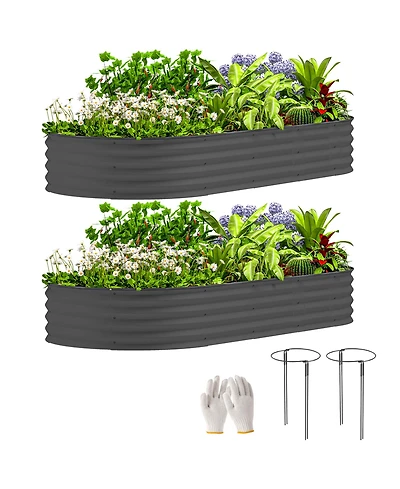 Outsunny 2PCS Raised Garden Bed, Beds for Gardening,