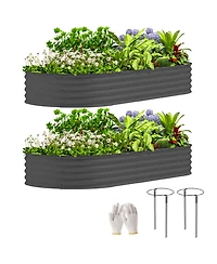 Outsunny 2PCS Raised Garden Bed, Beds for Gardening,