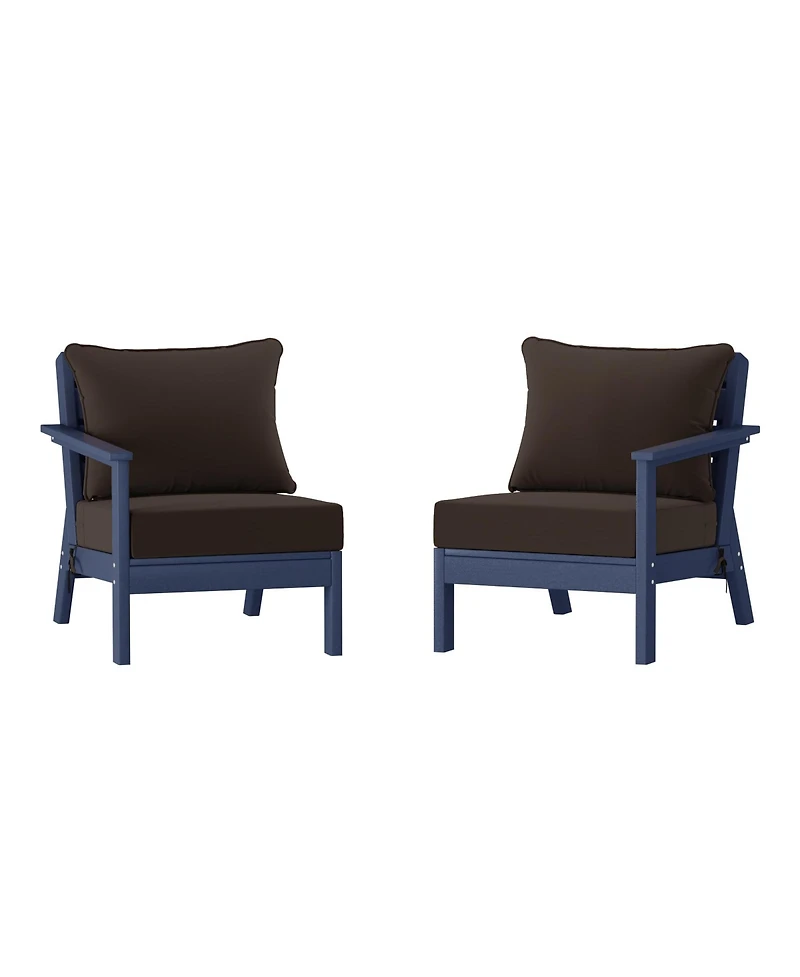 WestinTrends Outdoor Patio Hdpe Navy Blue Loveseat Sofa with Cushions