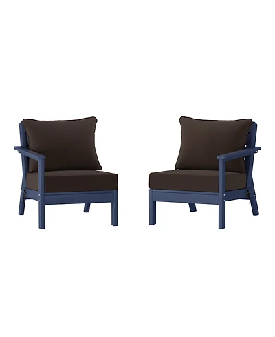 WestinTrends Outdoor Patio Hdpe Navy Blue Loveseat Sofa with Cushions