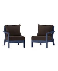 WestinTrends Outdoor Patio Hdpe Navy Blue Loveseat Sofa with Cushions