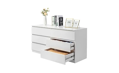Slickblue 6-Drawer Double Dresser for Bedroom, Wide Storage Cabinet for Living Room and Entryway