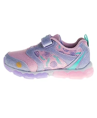 Disney Toddler and Little Girls the Mermaid Hook Loop Light Up Fashion Sneakers