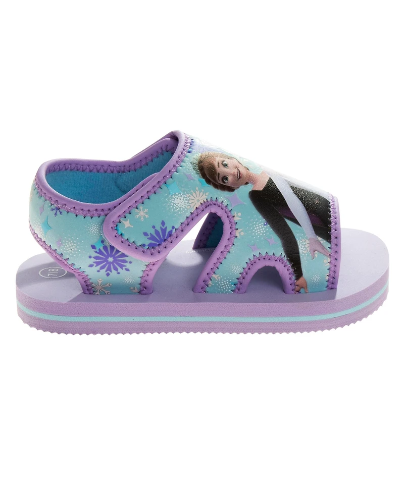 Disney Toddler and Little Girls Frozen Anna and Elsa Dual Sizes Hook and Loop Sandals