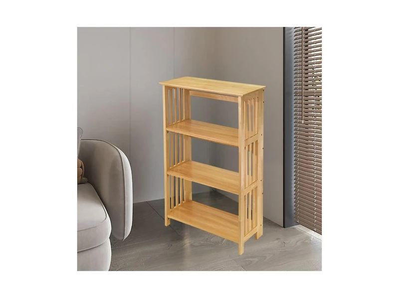 4-Shelf Wooden Folding Bookcase with Storage Shelves for Compact Organization