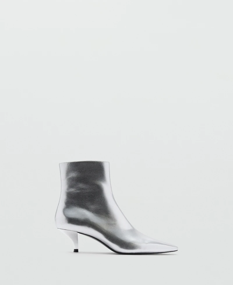 Mango Women's Metallic Effect Pointed Toe Boots