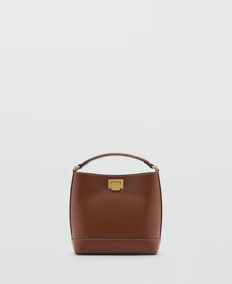 Mango Women's Metallic Detail Mini Shopper Bag