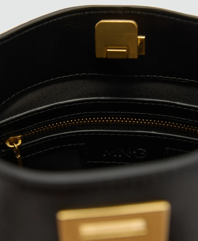 Mango Women's Metallic Detail Mini Shopper Bag