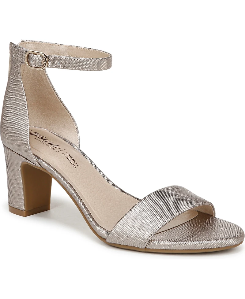 LifeStride Women's Florence Two Piece Block Heel Ankle Strap Sandals