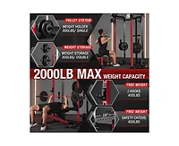 Mikolo Power Cage, 2000LB Squat Rack, Dual Pulley Cable Crossover System, Multi-function Free Weight Home Gym Workout Machine with Attachments