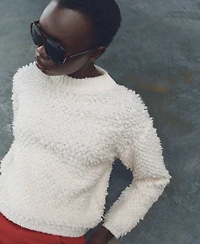 Mango Women's Round Neck Boucle Sweater