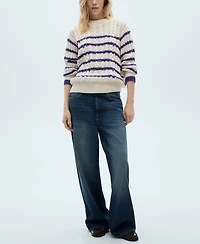 Mango Women's Striped Braided Sweater