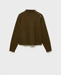 Mango Women's Zipper Detail Perkins Neck Sweater