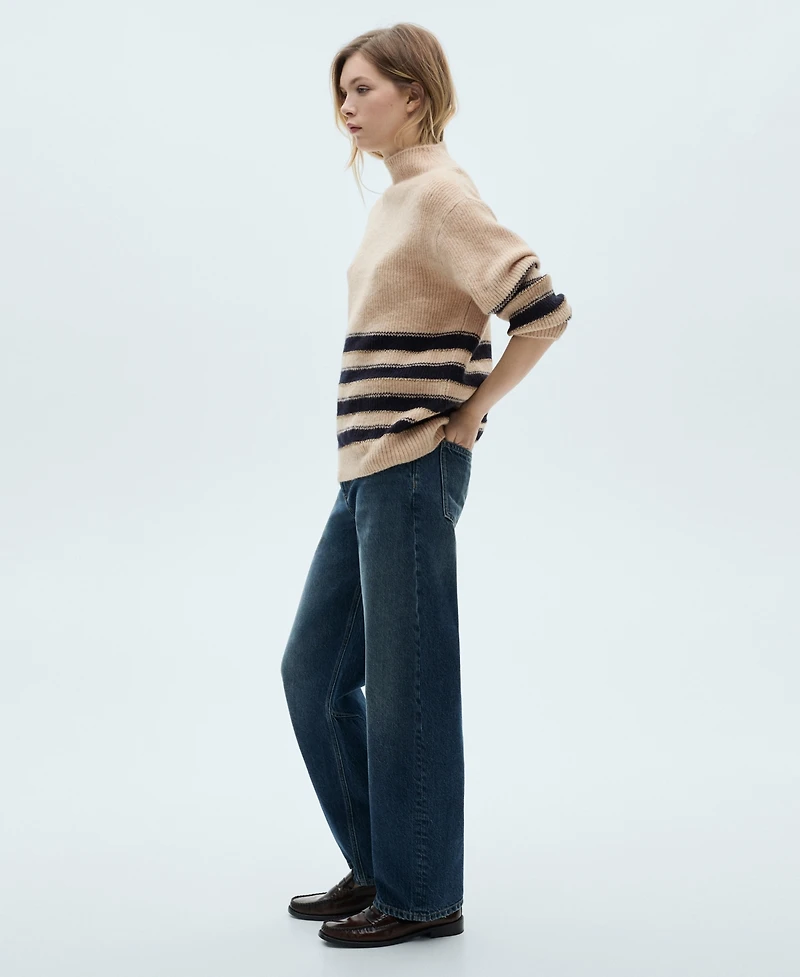 Mango Women's Perkins Neck Striped Sweater