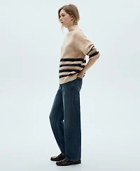 Mango Women's Perkins Neck Striped Sweater