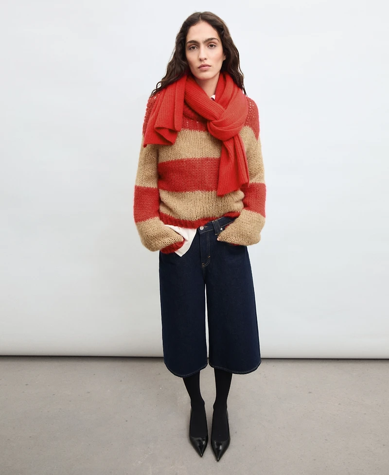 Mango Women's Thick Knit Striped Sweater