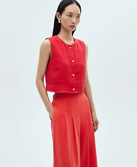 Mango Women's Wide Leg Pleated Pants