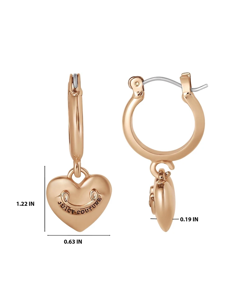 Juicy Couture Gold-Tone Heart Charm Hoop Earrings