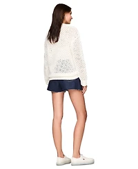 Tommy Jeans Women's Flag Open-Knit Crewneck Sweater