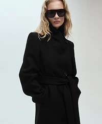 Mango Women's Belted Woolen Coat