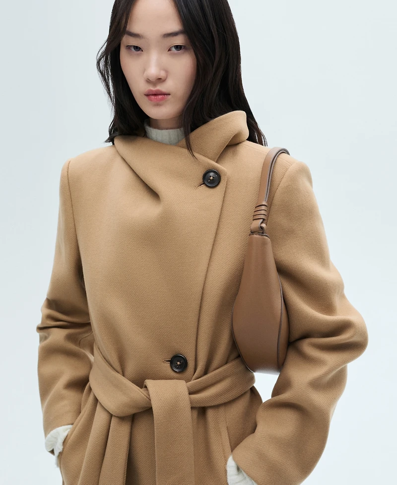 Mango Women's Belted Manteco Wool Coat