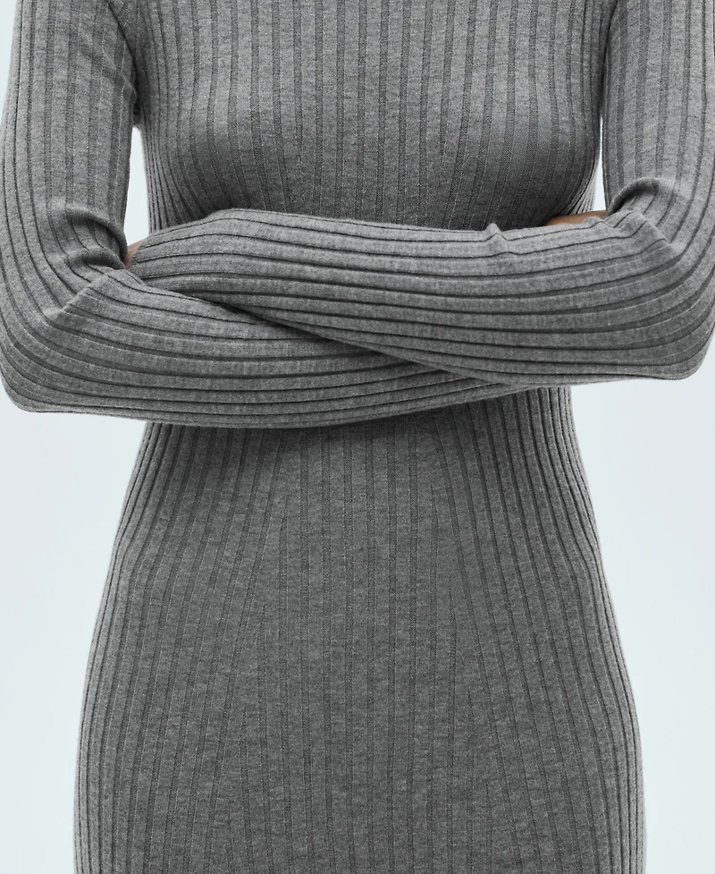 Mango Women's Perkins Collar Flared Knit Dress