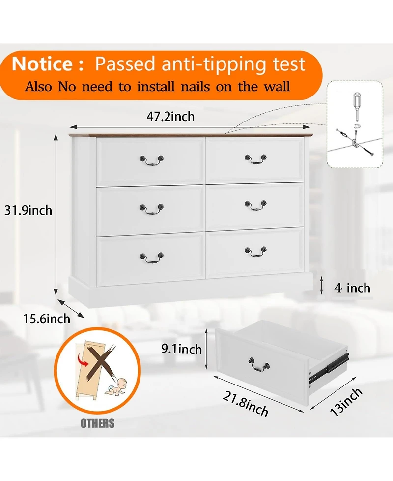 gaomon Dresser for Bedroom with 6 Drawers