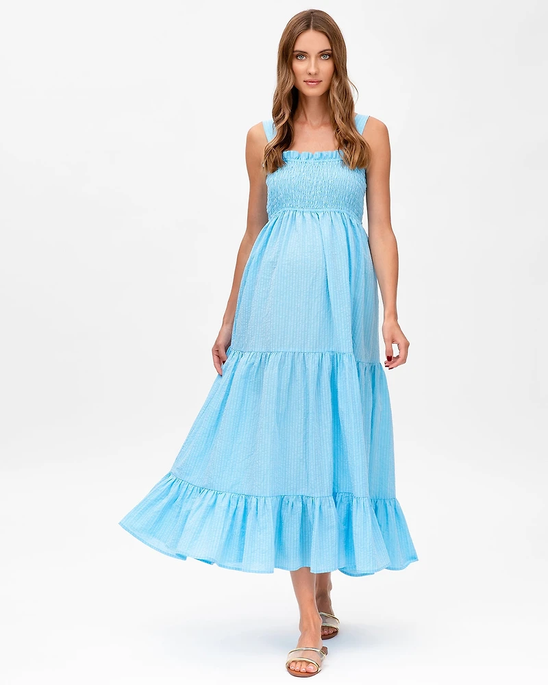 Pietro Brunelli Maternity Smock Tiered Maxi Dress Holly
