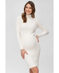 Pietro Brunelli Maternity Maternity Long Sleeve Body-Con Celeste Dress with Turtleneck
