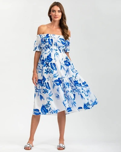 Pietro Brunelli Maternity Maternity Off-the-Shoulder Floral Knee-Length Dress Lola