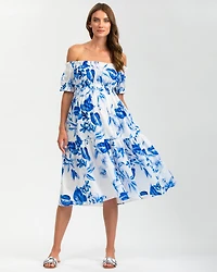 Pietro Brunelli Maternity Maternity Off-the-Shoulder Floral Knee-Length Dress Lola