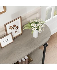 gaomon Narrow Entryway Table, 2 Tier Industrial Console Table with Storage Shelf, Thin Behind Couch Table, Farmhouse Skinny Sofa Table for Hallway, En