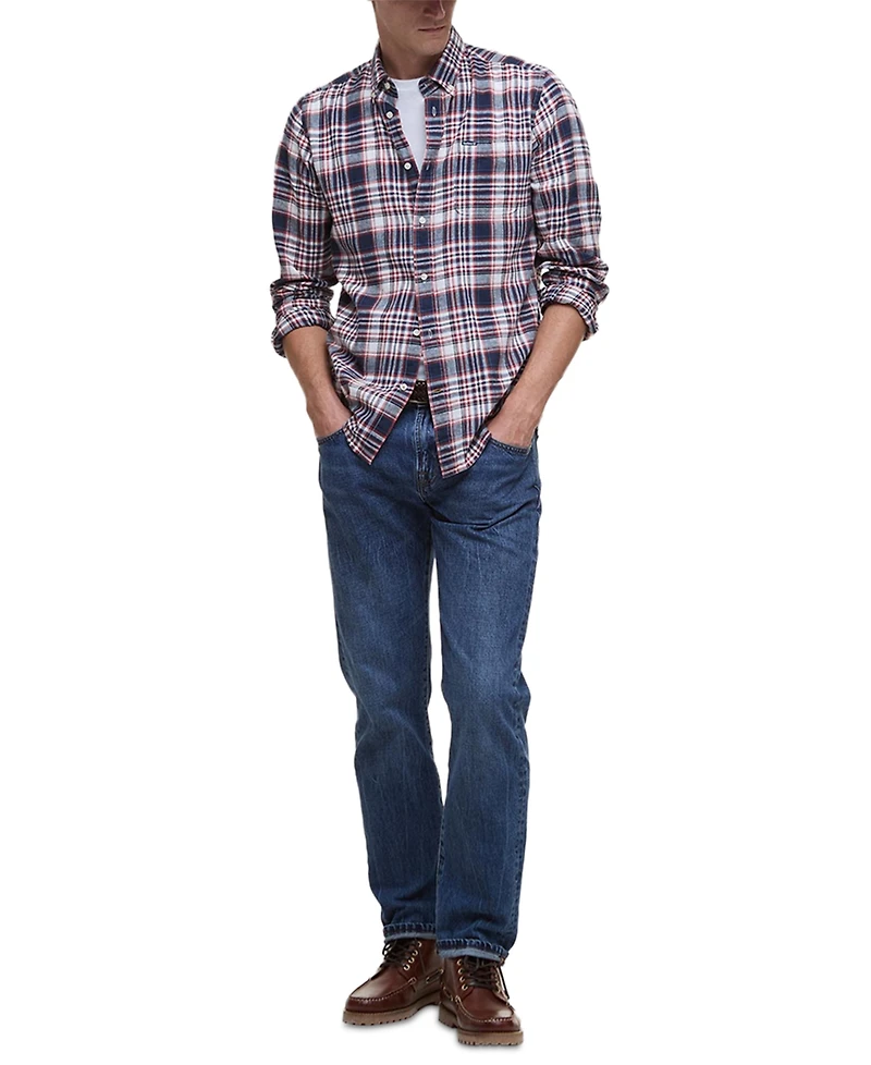Barbour Men's Tailored-Fit Bridport Linen-Blend Plaid Shirt