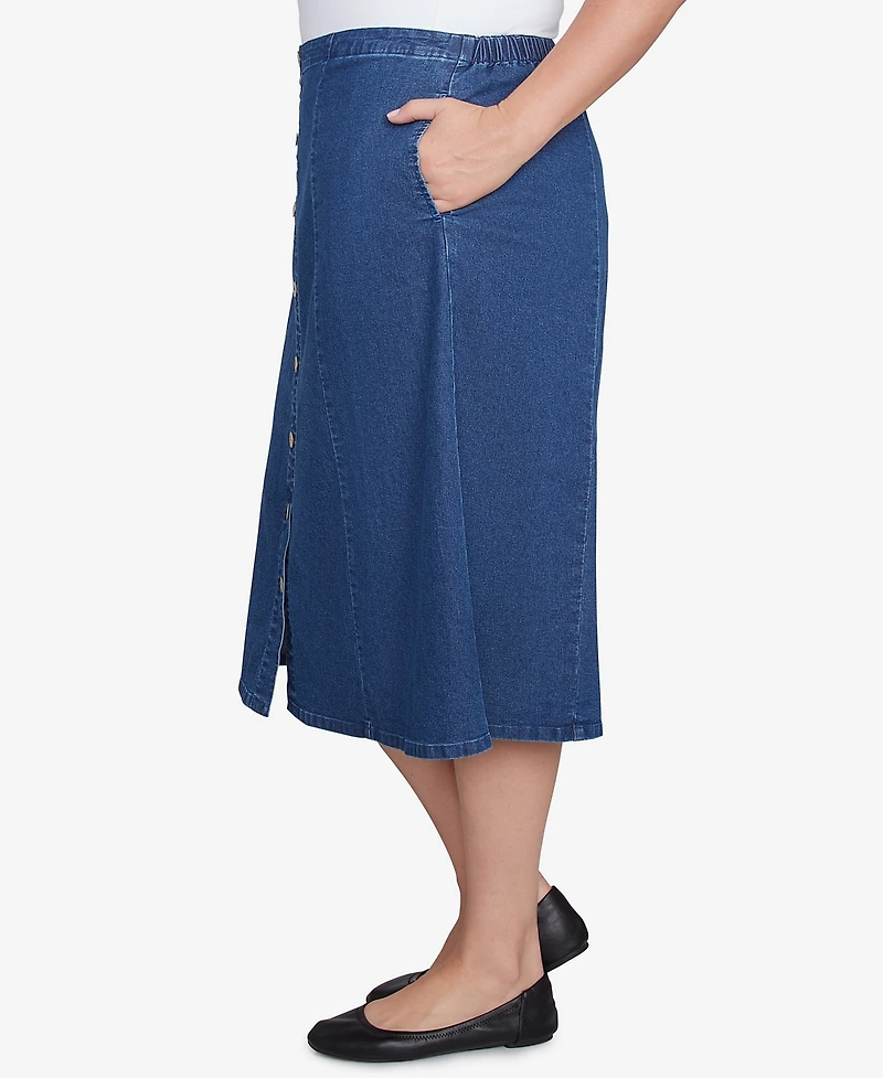 Alfred Dunner Plus Paneled Full Length Denim Skirt